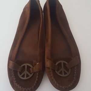 Minnetonka "Peace" Moccasin *Rare No-Beads* Sz 9.5